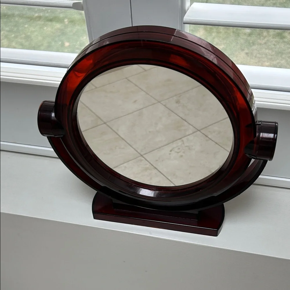 Vintage Brown Acrylic Vanity Mirror